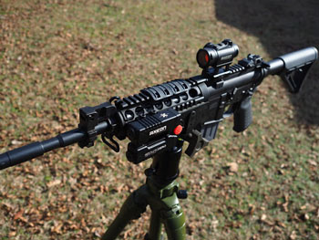 The author's carbine with the new MDSR1 red dot and the Absolute Zero